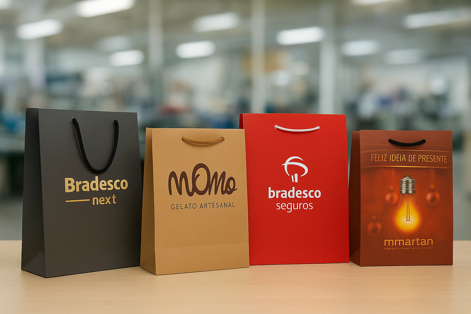 Variedade de Sacolas de Papel Personalizadas da Gazoni Embalagens